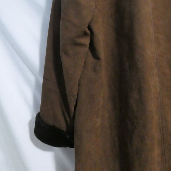 JONES NEW YORK | medium | Long Brown Button-Up Closure Hooded Coat - Picture 13 of 16